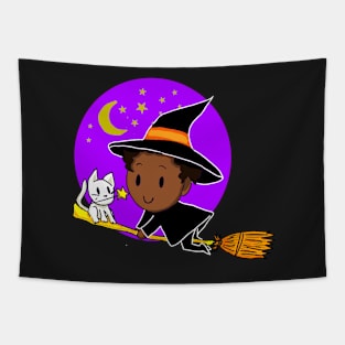 A Witch and his White Cat Tapestry