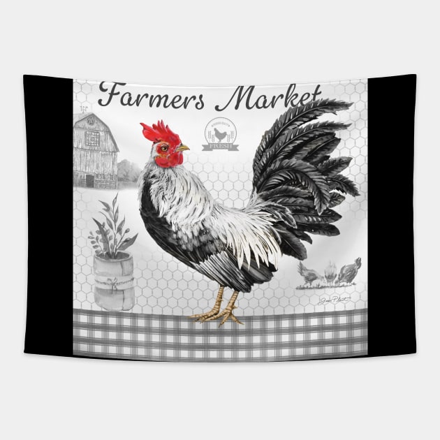 Plaid Country Rooster B Tapestry by Jean Plout Designs