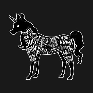 Unicorn - Fantasy Butcher Cuts of Meat - Black T-Shirt