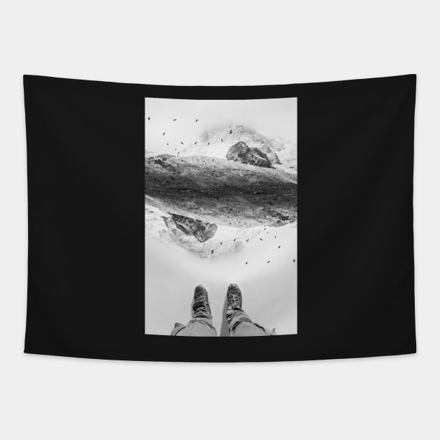 Eagle Mountain black and white photo manipulation illustration Tapestry by stohitro