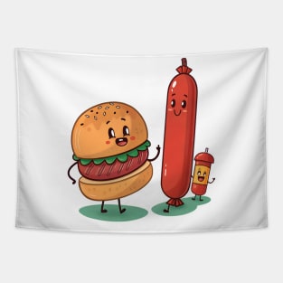 Happy Fast Food Friends Tapestry
