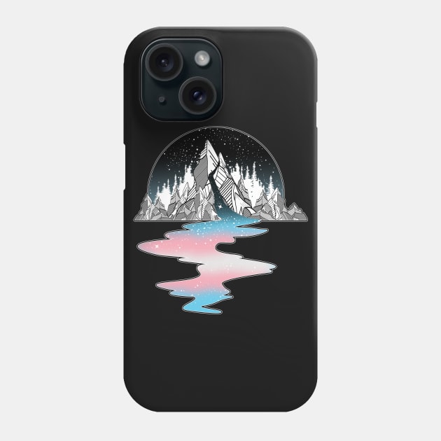 Transgender Flag Mountain River Phone Case by Psitta