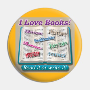 I Love Books Pin