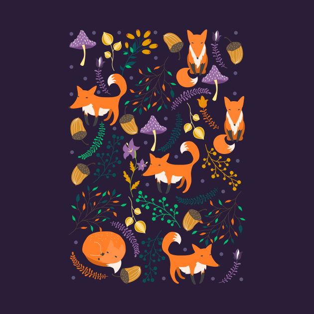 Foxes in the magic forest by JuliaBadeeva