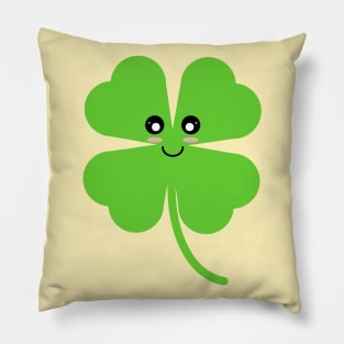 Cute Lucky Shamrock in Yellow Background Pillow