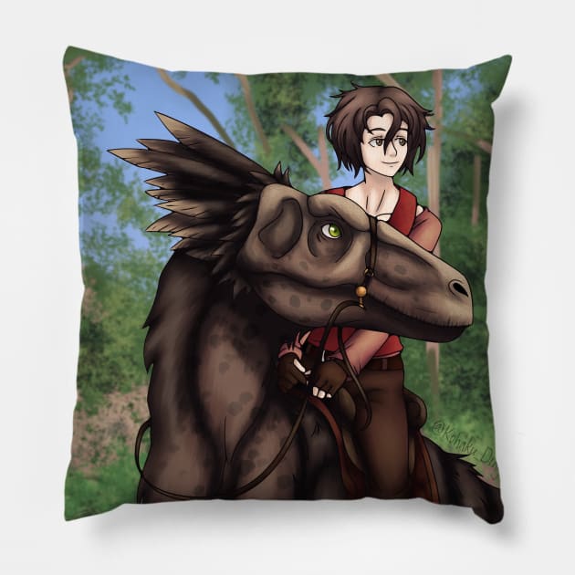 Dinosaur Rider Pillow by SakuraDragon