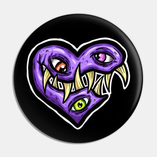 Zombie Heart Teethy Smile Purple Valentines Day Pin