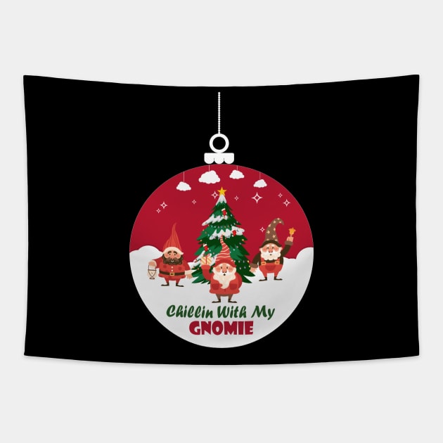 Chillin With My Gnomie Christmas Matching Family Pajama 2021 Tapestry by wiixyou