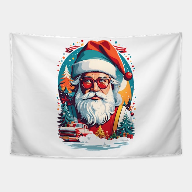 Retro Santa Tapestry by Omerico