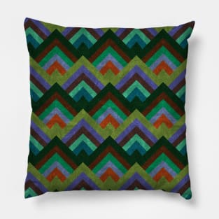 Striped Geometric Mountains 4 Pillow