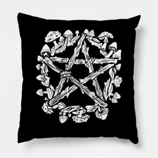 Mushroom Pentacle, Witchy, Gothic, Punk Pillow