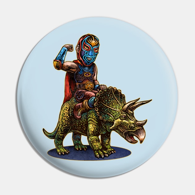 Luchasaurus Pin by ChetArt