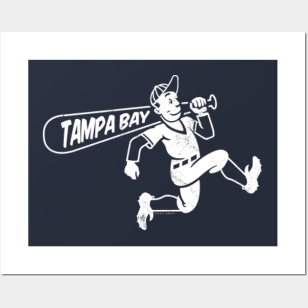 Vintage Running Baseball Player - Tampa Bay Rays (White Tampa Bay