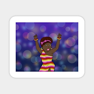 African American black woman disco funky dancing. Magnet