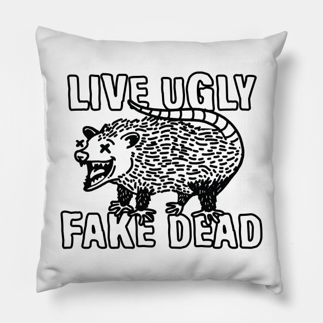 Live Ugly Fake Dead Opossum Pillow by stayfrostybro