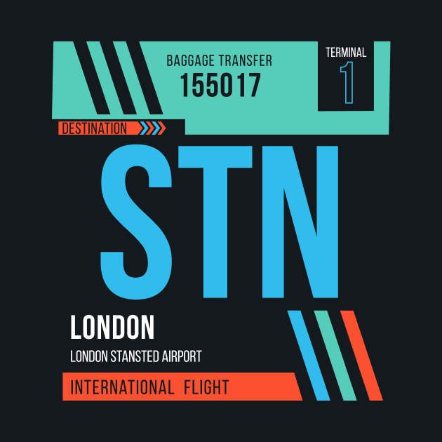 London (STN) Airport Code Baggage Tag by SLAG_Creative