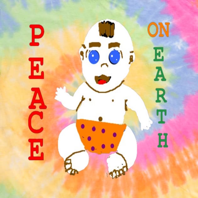 Baby Peace on Earth Design on Tie Dye Background by 2triadstore