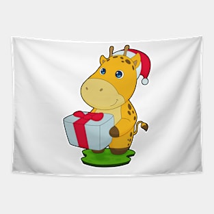 Giraffe Christmas Package Tapestry