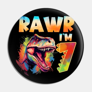 Rawr I'm 7 Tee Dinosaur 7th Birthday Dinosaur Theme 7th Birthday 7th Birthday Boy Gift copy Pin