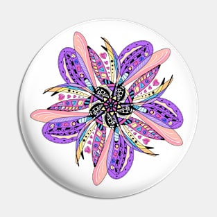 Floral multicolored mandala with fine details. Pin