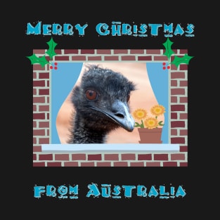 Merry Christmas from Australia with Emu in Window T-Shirt