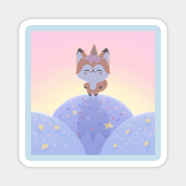 Kiki the fox dreaming of ice cream Magnet by House of Marlune