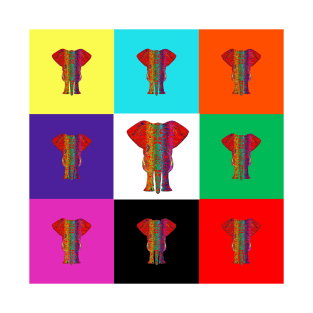 Rainbow Elephant Color Quilt T-Shirt