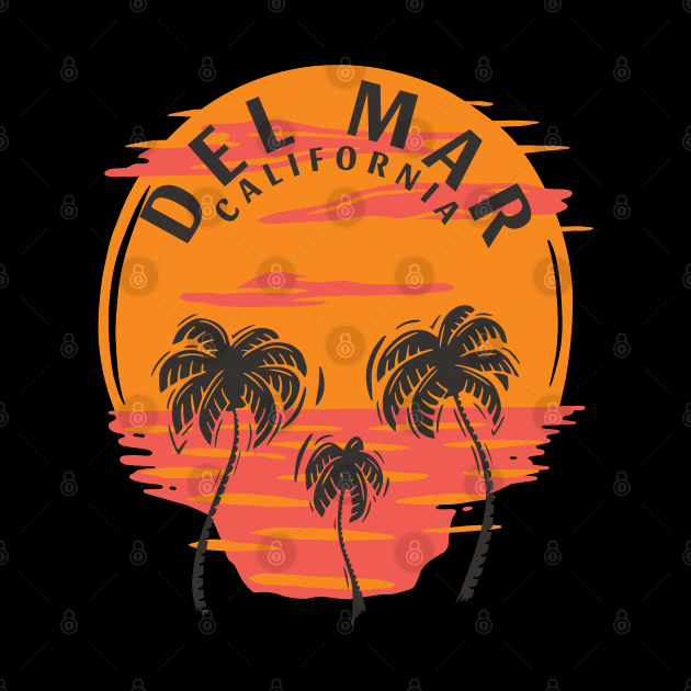 Del Mar California Sunset Skull and Palm Trees by Eureka Shirts