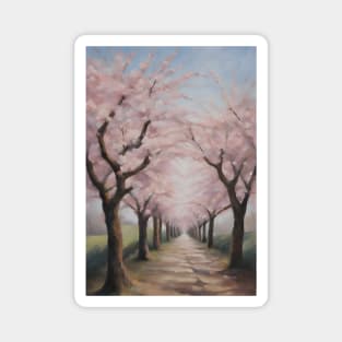 Japan Cherry Blossom Tree Oil Painting Art Magnet