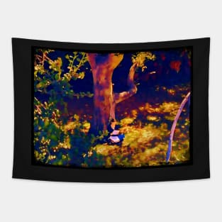 Girl reading by the Tree II Tapestry