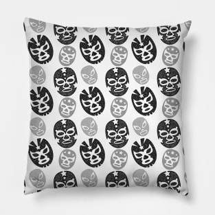 Luchador Mask Black and Grey Pillow