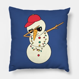 Cute Dabbing Christmas Snowman Pillow
