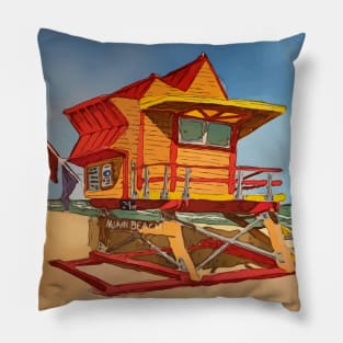 Cute Lifeguard tower in South Beach Miami Florida Pillow