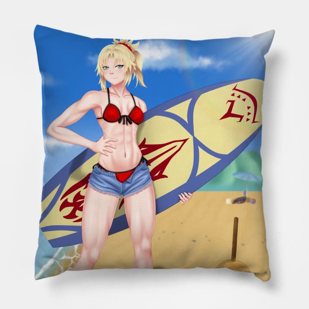 Mordred Summer Shorts Background Pillow by Antonydraws