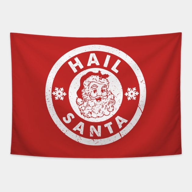 Hail Santa - Vintage White Text Tapestry by Whimsical Thinker