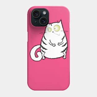 Cute crazy white cat Phone Case