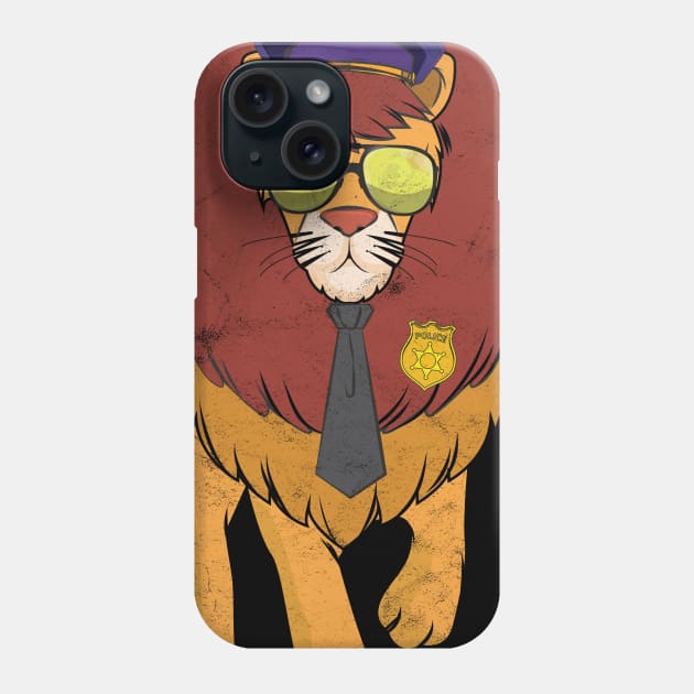 police police officer lion comic cartoon gift Phone Case by avshirtnation