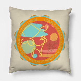 Orange woman line Art Pillow