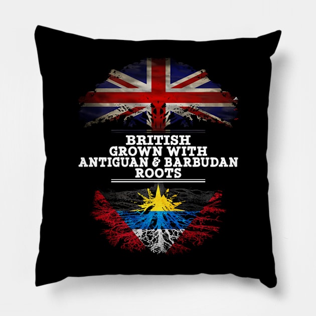 British Grown With Antiguan Barbudan Roots - Gift for Antigua Barbuda With Roots From Antiguan Barbudan Pillow by Country Flags