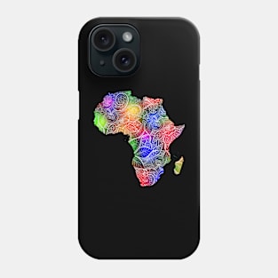 Colorful mandala art map of Africa with text in multicolor pattern Phone Case