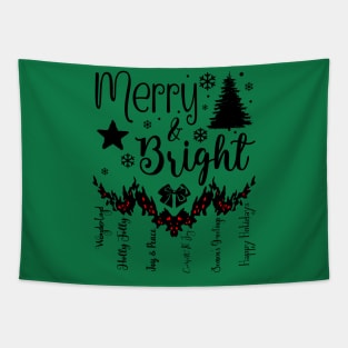 Merry & Bright Text Garland in Dark Font Tapestry