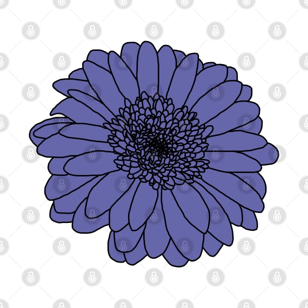 Very Peri Periwinkle Blue Gerbera Floral Drawing Color of the Year 2022 by ellenhenryart