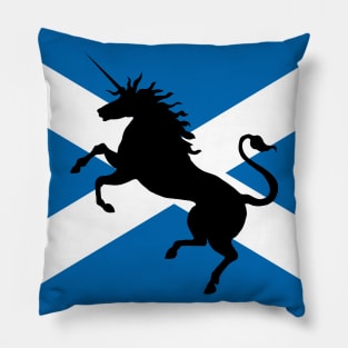 Scottish Saltire Rearing Unicorn Silhouette Pillow