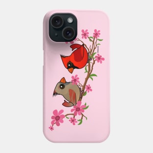 Birdorable Northern Cardinals on Blossom Branch Phone Case