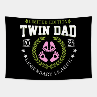 Twin Girls Dad Est 2024 Twin Dad To Be New Daddy Tapestry