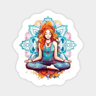 Yoga Girl And Mandala #4 Magnet