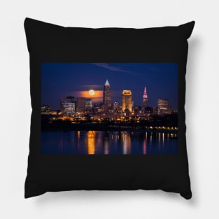 Full Moonrise Over Cleveland Pillow