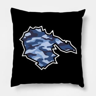 Hornby Island SIlhouette in Blue Camouflage - Army Camo Pattern - Hornby Island Pillow