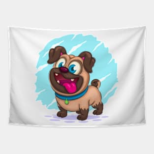 Cute Cartoon Pug Tapestry