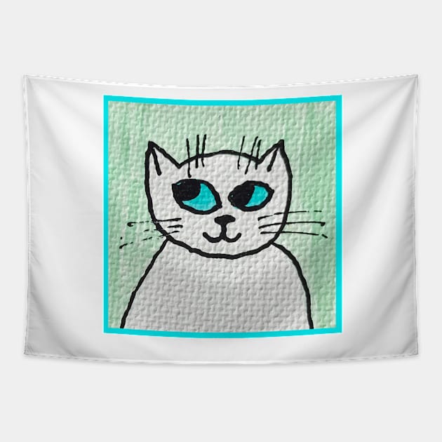 Whimsical Cat Portrait #3 Tapestry by ErinBrieArt